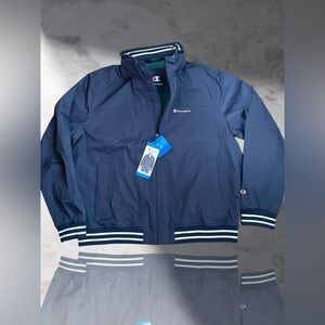 Champion Men's Bomber Jacket Color Blue Size Large . Perfect for any occasion